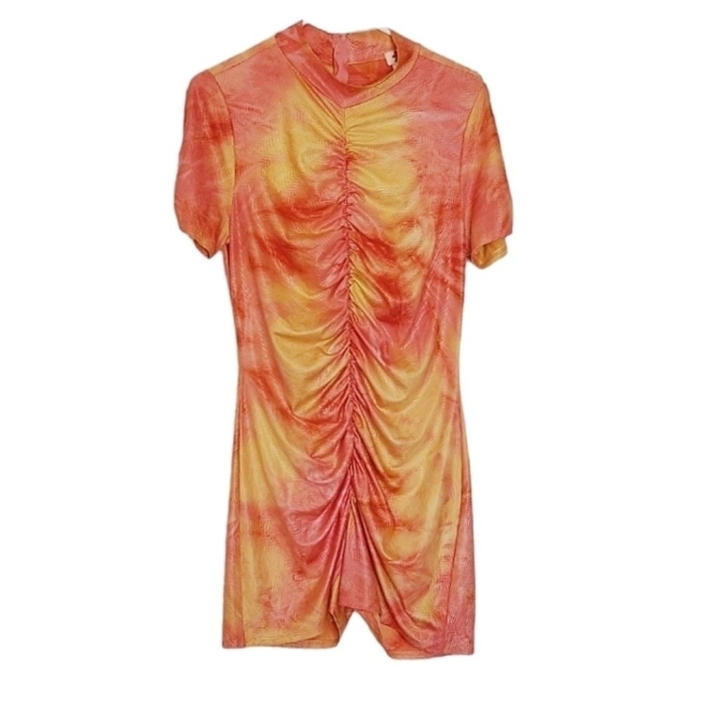 1140 * Blue Leopard Tie Dye Jumpsuit Snake Skin Texture Orange Size 1X Costume